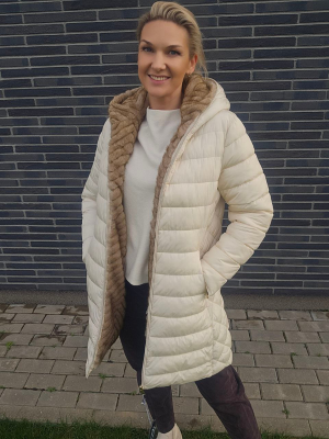 Kreminė striukė su kapišonu 